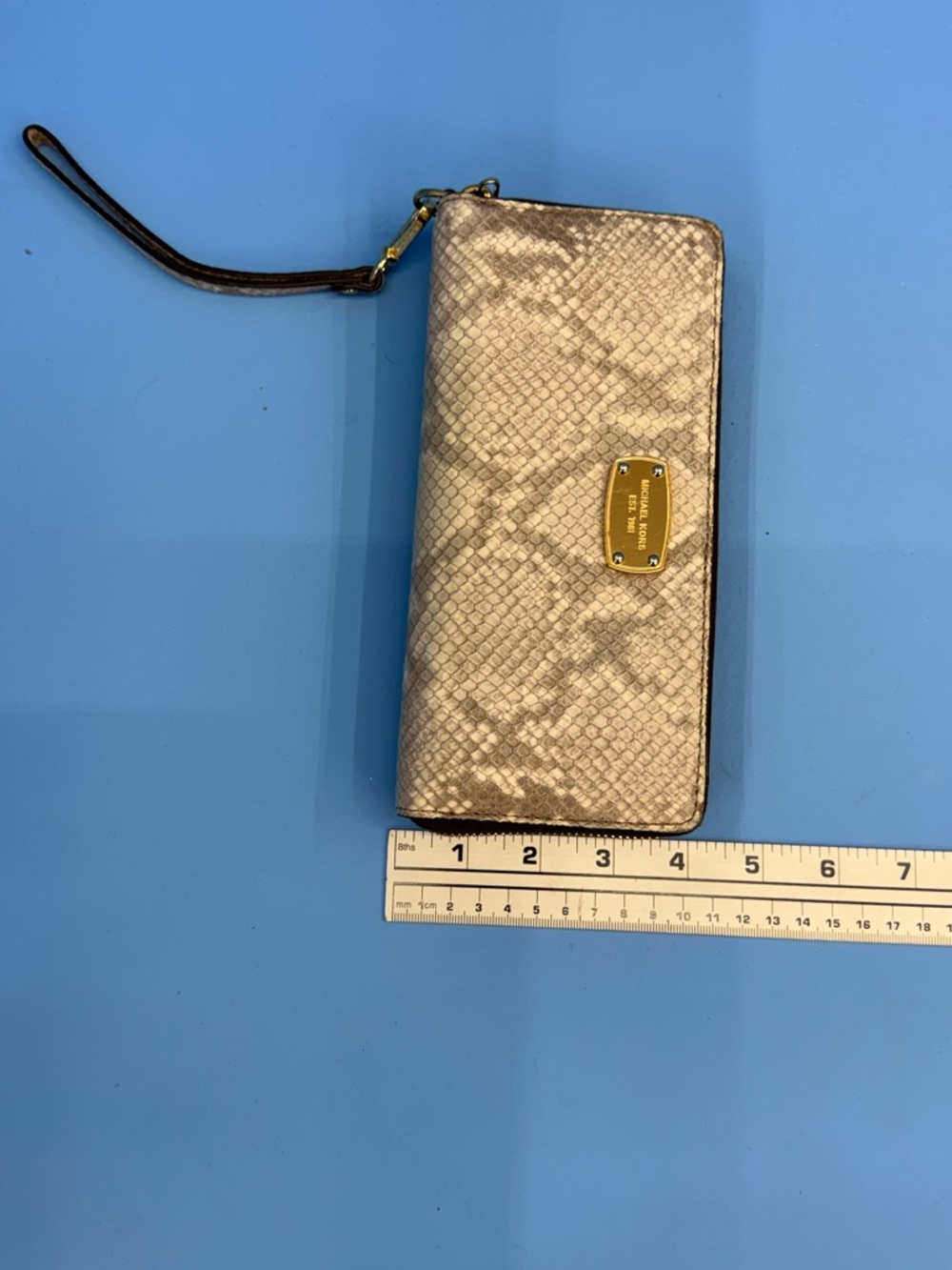 Michael Kors Metallic Snake-Embossed Wristlet Wallet - Picture 6 of 7